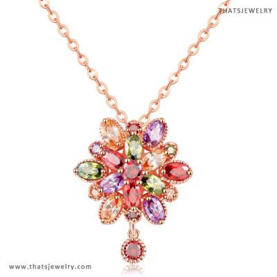 China CLASSIC Necklace Zircon Pendant Flower Charm Gorgeous Colorful Dangle High Quality Thatsjewelry N-1003 for sale