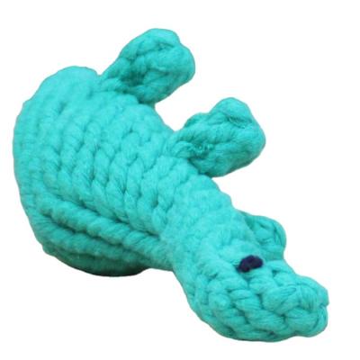 China Small Animal Green Dinosaur Cotton Rope Dog Toy Pet Dog Toy Cotton Knot Pet Plush Toy for sale