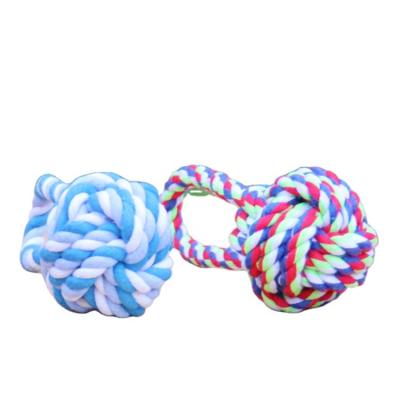 China New Small Animals Cotton Dog Toy Knot Puppy Chew Teething Rope Toys Teeth Cleaning Pet Ball Dog Toy for sale