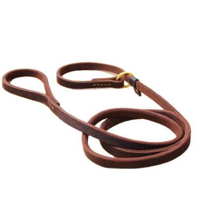 China Small Pet New Products Hot Selling Pure Cowhide Leather Dog Leash And Collar Set for sale