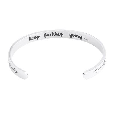 China Custom Hiphop New Arrival Stainless Steel Engraved Open Logo Cuff Bracelets Bangles for sale