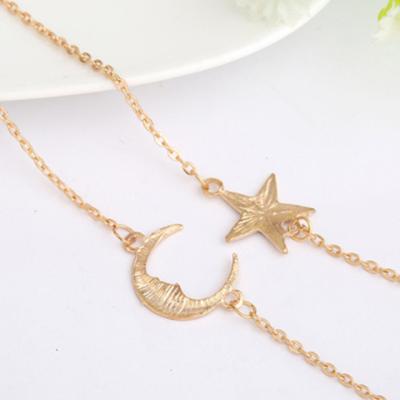 China Fashion Korean Style Star And Moon Female Thin Bracelets Pairs Stainless Steel Gold For Couples for sale