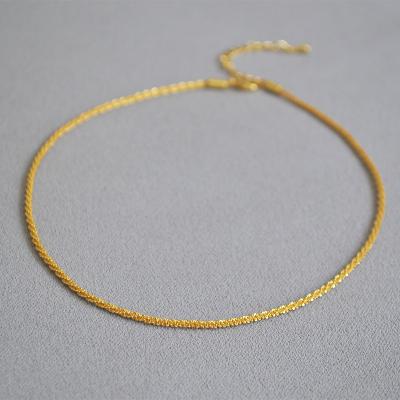 China CLASSIC New Arrivals Chain Necklace 18k Real Gold Plated Simple Women Jewelry Sparkle Fashion Brass Choker Necklace for sale