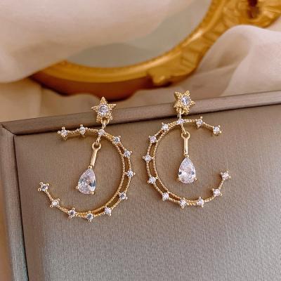 China TREND Jewelry Crystal Drop Moon Shape Fashion Trendy Earrings for sale