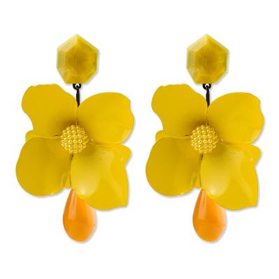 China New Design Hiphop Big Resin African Jhumka Flower Drop Earrings Wholesale Statement Earrings For Women Jewelry for sale