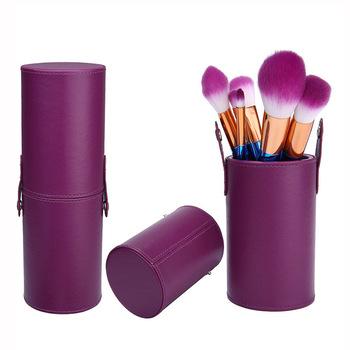 China Make Up Makeup Brush Holder Cheap Cosmetic Brush Holder Case Leather Makeup Brush Cup Holder for sale