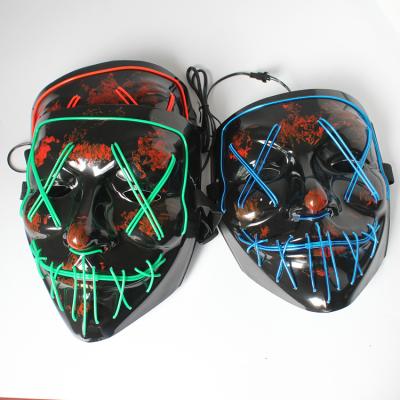 China PVC Halloween Decoration Light Up Party DJ Party EL Wire Praise LED Neon Glowing Mask for sale