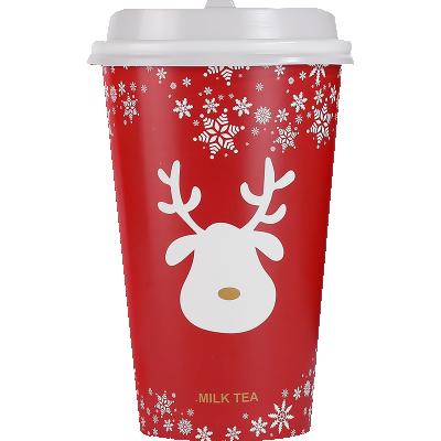 China 100% Hot Selling Christmas 12oz PE Liner Disposable Paper Coffee Cups Eco-friendly Logo Printed Biodegradable for sale