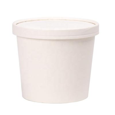 China Disposable Kraft Disposable White Soup Bowl With Lid for sale