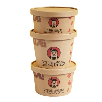 China Disposable& Recyclable& Eco-friendly& Healthy Kraft Disposable Takeaway Packaging Lid Round Paper Bowl for sale