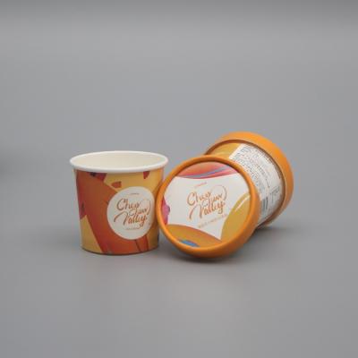 China 100% Eco-friendly Disposable Custom Paper Yogurt Ice Cream Packing Box Holder Cups for sale