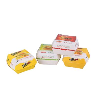 China Customized Recyclable Old Hamburger Paper Box Discount Fast Food Hamburger Hot Dog Free Paper Box for sale