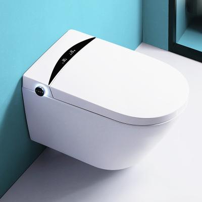 China Automatic Operation European 110V/220V Wash Down Wall Mounted Smart Toilet Bowl Water Tank Wc Concealed Wall Hung Smart Bidet Bathroom Toilet for sale