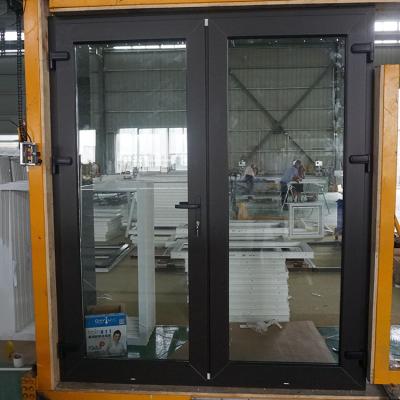 China AWA UPVC Modern Plastic PVC Front Casement Door For French Basement Home for sale