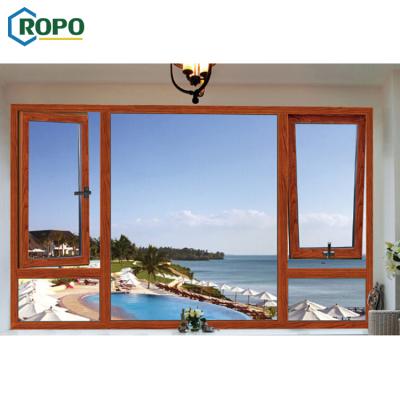 China AS2047 Brown Magnetic Aluminum Screen Security Awning Glass Window for sale