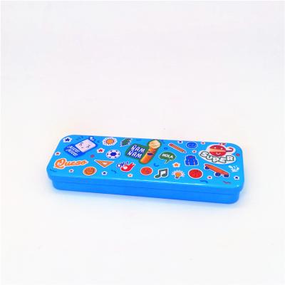 China Cheap Hinged Pencil Packing Box 2022 Custom Tin Box Pencil Case For Kids for sale