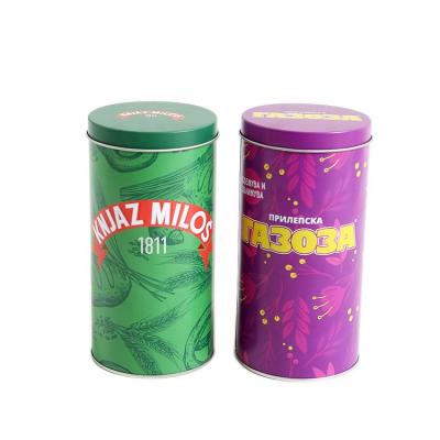 China Beverage Diameter 80 Mm Empty Cylinder Custom Colored Round Tea Tin Packaging for sale