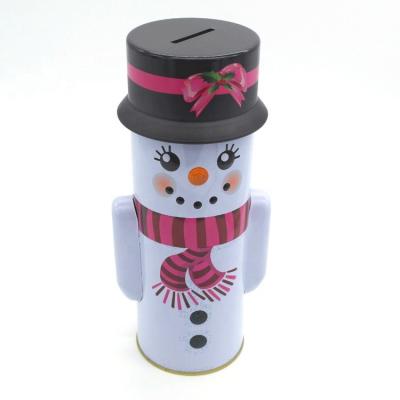 China Gift & High Quality Craft Snowman Shape Decorative Christmas Metal Tin Can Gift for sale