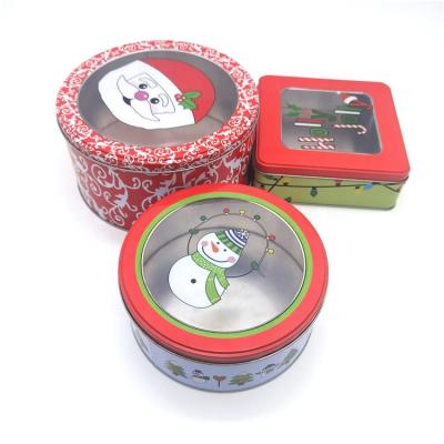 China Gift & Craft China Factory Supplier Empty Christmas Gift Metal Tin Boxes With PVC Clear Window for sale