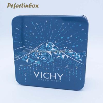 China Recycled Materials 2020 190 Mm Width Colorful Cosmetic Packaging Full Square Tin Box for sale