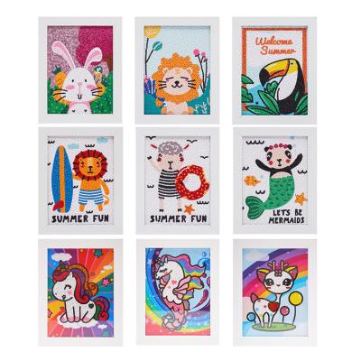 China Cartoon 5D Diamond Painting Kit With Frame for Kid's Cute Embroidery Diamond Dotz Paintings Arts Craft DIY Cat Deer Unicorn Bunny Lion for sale