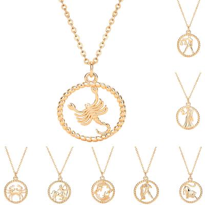 China FASHIONABLE Tasty Zodiac Sign Necklace Silver Gold Plated Charm Necklaces Vintage Fashion Best Friend Couples Gift Pendant Jewelry for sale