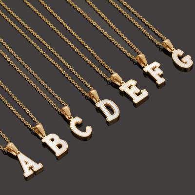 China Wholesale 2021 Trendy Stainless Steel Single Initial Letter Square Necklace 18K Gold Plated Necklaces Jewelry Pendant for sale