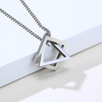 China New Design Stainless Steel Jewelry Triangle FASHIONABLE Modern Minimalist Geometric Square Shape Long Chain Pendant Necklace for sale