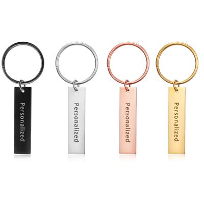 China Key Chain 1*4cm Custom Charm Personalized Logo Personalized Engraved Pendant Stainless Steel Key Chains Key Chains for sale