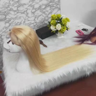 China Latest Body Wave Design Bone Amara Straight 613 Blonde Full Lace Human Hair Wigs 613 Lace Frontal Silky Straight Hair Wig for sale