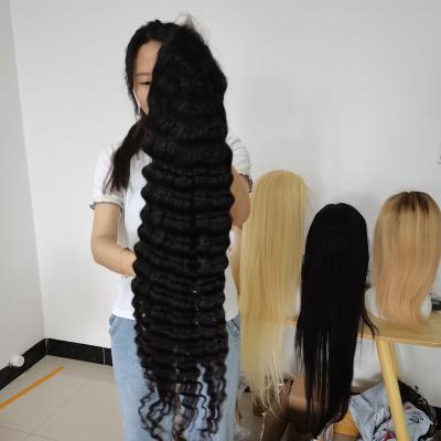 China Amara Fast Delivery Silky Straight Deep Wave 36 Inch Natural Black Human Hair Wigs In Stock for sale