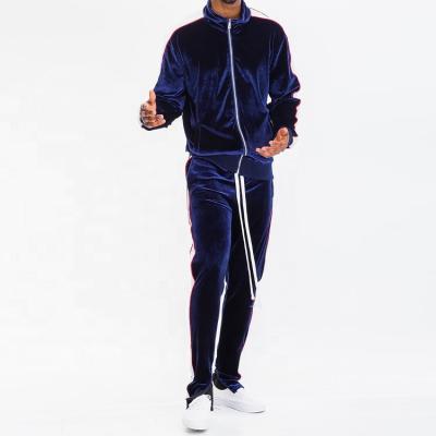 China Wholesale Breathable Drop Clothing Polyester Tracksuit Men Shaping Wear Sports Logo Velor Custom Mens Tracksuit Reflective Sweatsuit for sale