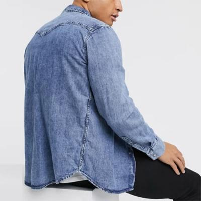 China Breathable Custom Standard Fitted Mens Western Style Denim Shirts Long Sleeve Denim Shirt For Men for sale