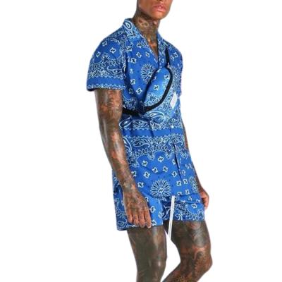 China Breathable Custom Colorful Bandana Hawaii Shirt & Shorts Set Two Piece Shirt & Shorts Sets Mens Paisley Shirt for sale