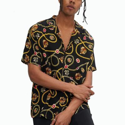 China OEM Breathable 100% Cuban Collar Leopards Rayon Hawaiian Shirts For Men for sale