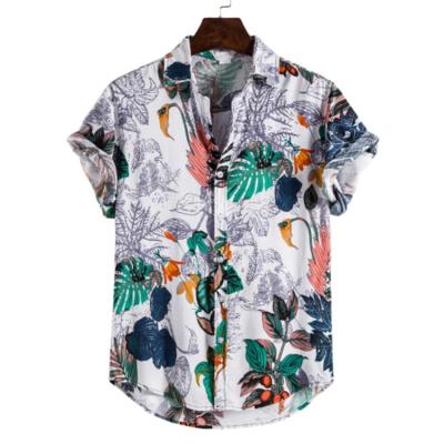 China Custom Trending Mens Hawaiian Shirts Printing Canvas Casual Short Sleeve Shirts Breathable for sale