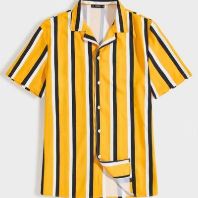 China OEM Breathable Custom Wholesale Short Sleeve Striped Shirts For Men Fashion Cotton Mens Shirt for sale