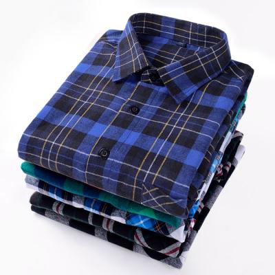 China Breathable Drop Design OEM Flannel Cotton Men Casual Plaid Shirts Long Sleeve for sale