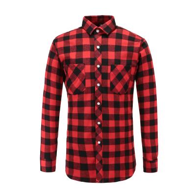 China Breathable Custom Plaid Plaid Shirts Logo High Quality Flannel Shirt For Men's Long Sleeve for sale