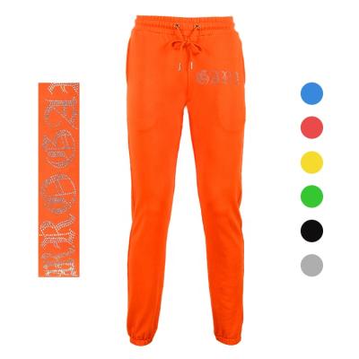 China High Quality Cotton Drawstring Waist Jogger Pants Mens Rhinestone Skinny Track Pants Custom Made Plus Trackpants for sale