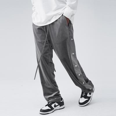 China Custom Made High Quality Jogger Mens Loose Pants Plus Size Buttons Drawstring Velvet Mens Sweatpants for sale