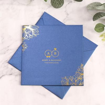 China Custom 2022 Europe Wedding Card Foil Color Printing Wedding Invitations Birthday Card With Envelope Folded Card Book Style for sale