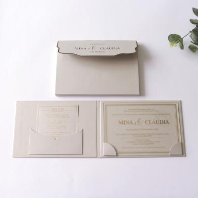 China Europe Hardcover Invitation with 3D Luxury Acrylic Wedding Card Matching Envelope for sale