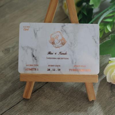 China Latest Rose Gold Foiling Marble Europe 2019 PVC Card For Wedding for sale