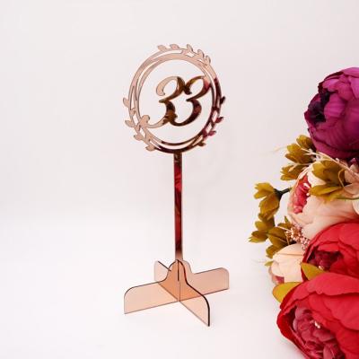 China Wedding Party Table Decorations Wedding Hotel Card Table Number Seating Card Holding Card Hollow Acrylic Digital Sign for sale