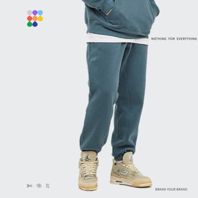 China Anti-pilling Free Custom Thickening Fleece Logo Ankle-tied Drawstring Solid Color Trackpants Retro Fashion Brand Casual Jogger for sale