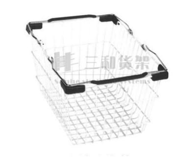 China Handheld Metal Wire Woven Supermarket Shopping Carts Basket for sale