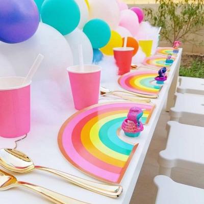 China Modern Rainbow Themed Customized Cake and Meal Paper Plate for Baby Shower Party and Wedding Decorations for sale