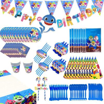 China 152 Pcs Modern Cute Baby Shark Favor Party Decorations Birthday Party Supplies for sale