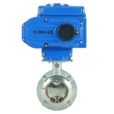 China DKV 220v DC Volt DN50 51mm General Sanitary Welded Electric Butterfly Valve For Water for sale